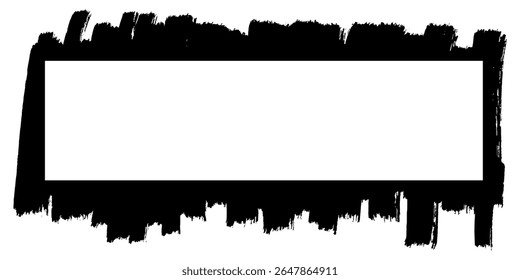 Frame blank rectangle grunge splatter, perfect for edgy designs, artistic overlays, and distressed borders. Ideal for backgrounds, text boxes, and graphic elements needing a rough, textured look.