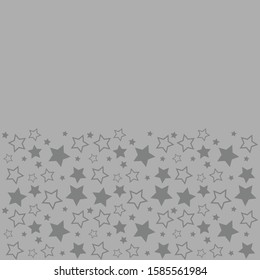 Frame with blank space for text. Border of silver stars. gray background. Vector for Christmas and New Year greeting card, banner, invitation, packaging design, illustration pattern