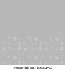 Frame with blank space for text. Border of silver stars. gray background. Vector for Christmas and New Year greeting card, banner, invitation, packaging design, illustration pattern
