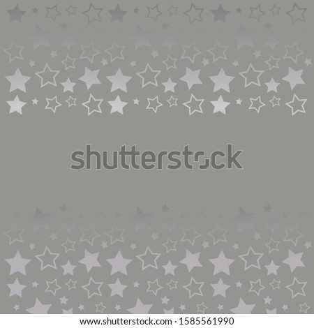 Frame with blank space for text. Border of silver stars. gray background. Vector for Christmas and New Year greeting card, banner, invitation, packaging design, illustration pattern