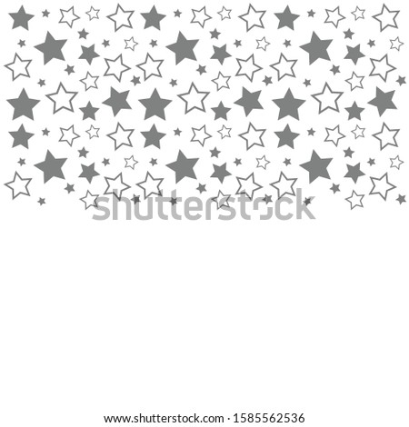 Frame with blank space for text. Border of silver stars. white background. Vector for Christmas and New Year greeting card, banner, invitation, packaging design, illustration pattern