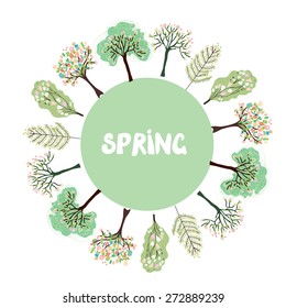 Frame with blossom trees - card for spring or summer