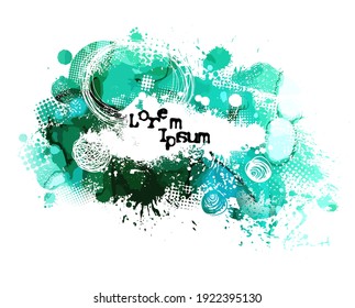 Frame of blots. Grunge Design Element. Brush Strokes. Alcohol ink is green. Vector illustration