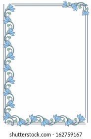 frame with blue flowers