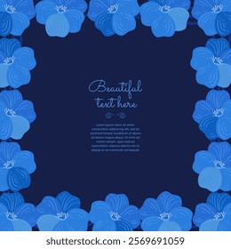 a frame of blue flowers. background with forget-me-nots. template for a flower flyer