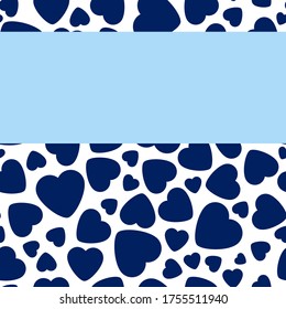 Frame With Blue Heart On White Background. Graphic Design In The Concept of Love. Love Symbol And Emblem for Valentines Day, Wedding, Birthday and Holiday. Vector Card and Template with Copy Space.