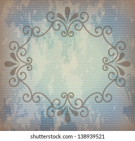 frame blue over vintage background vector illustration