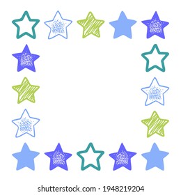 Frame Blue Purple Green Stars Decorating Stock Vector (Royalty Free ...