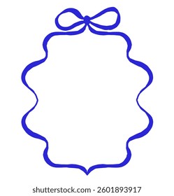 frame of blue ribbon with a bow. vector illustration