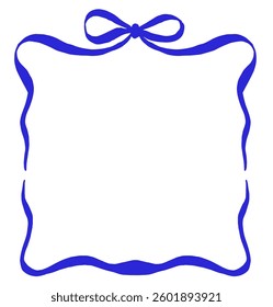frame of blue ribbon with a bow. vector illustration
