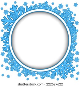 Frame with blue snowflakes 