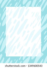 Frame in blue tones. Vector background in the form of a spilled blue liquid. molecular world. Texture of liquid, oil, sea, water. Vintage background with Japanese fluid texture.
