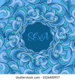 Frame with blue waves