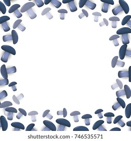 a frame of bluish mushrooms