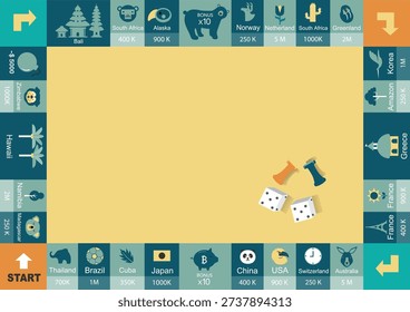 Frame of board game ,Funny frame,Board games,game walking.Vector illustrations.