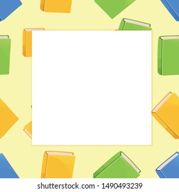 frame with books vector illustration
