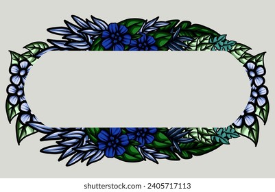 frame the border with an arrangement of leaves and flowers. Vector design