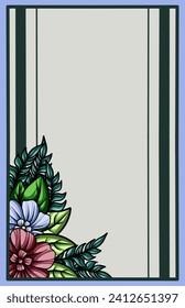 frame the border with an arrangement of leaves and flowers. Vector design