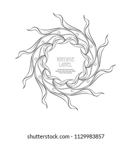 Frame, border in art nouveau style  with place for text. Vintage, old, retro style. Ìector illustration. Outline hand drawing. Good for coloring page for the adult coloring book.