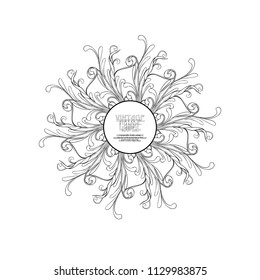 Frame, border in art nouveau style  with place for text. Vintage, old, retro style. Vector illustration. Outline hand drawing. Good for coloring page for the adult coloring book.