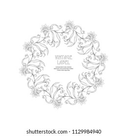 Frame, border in art nouveau style with place for text. Vintage, old, retro style. Vector illustration. Outline hand drawing. Good for coloring page for the adult coloring book.