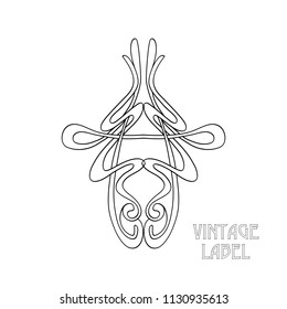 Frame, border in art nouveau style in soft pink colors. Good for  invitation, gift voucher. Label for products or cosmetics. Vintage, old, retro style. Stock vector illustration. Outline drawing. 