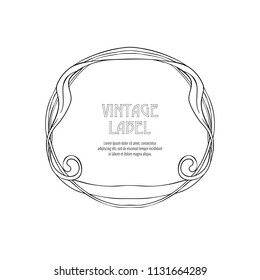 Frame, border in art nouveau style  with place for text. Vintage, old, retro style. Ìector illustration. Outline hand drawing. Good for coloring page for the adult coloring book.