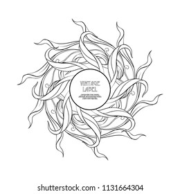 Frame, border in art nouveau style  with place for text. Vintage, old, retro style. Ìector illustration. Outline hand drawing. Good for coloring page for the adult coloring book.