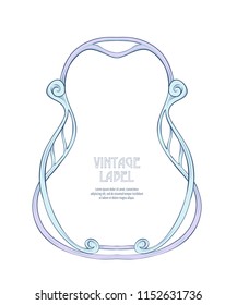 Frame, border in art nouveau style Isolated on white background.. Label for products or cosmetics. Vintage, old, retro style. Stock vector illustration.