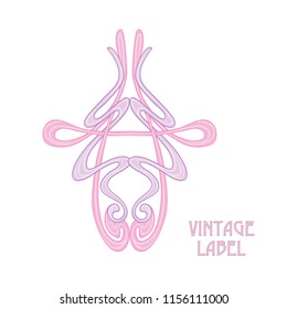 Frame, border in art nouveau style in soft pink colors. Good for greeting card,  invitation, gift voucher. Label for products or cosmetics. Vintage, old, retro style. Stock vector illustration.
