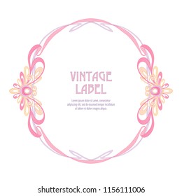 Frame, border in art nouveau style in soft pink colors. Good for greeting card,  invitation, gift voucher. Label for products or cosmetics. Vintage, old, retro style. Stock vector illustration.