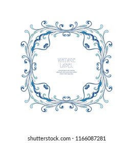 Frame, border in art nouveau style Isolated on white background.. Label for products or cosmetics. Vintage, old, retro style. Stock vector illustration.