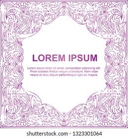 Frame  border in art nouveau style Isolated on white background. Label for products or cosmetics. Vintage  old  retro style. Stock vector illustration. - Vector