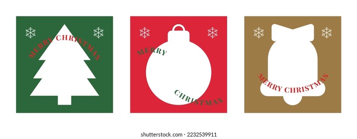 Frame border background for christmas concept in winter season december. Frame with empty space in the shape of tree, ball and bell.