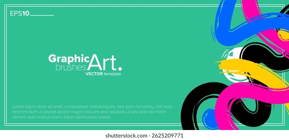 Fondo de borde de marco con pinceladas y texturas de colores para Anuncios, volante, póster, diseño, tarjeta de felicitación, diseño de folleto, digital, Plantilla. Ilustración vectorial