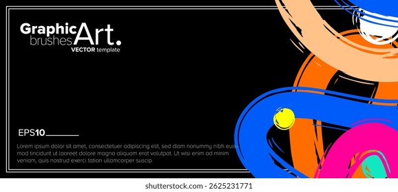 frame border background with colorful brush strokes and textures for banner, flyer, poster, layout, greeting card, brochure design, digitals, template. vector illustration