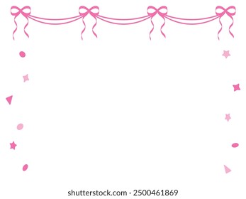 Frame border background illustration decorated with ribbons and confetti