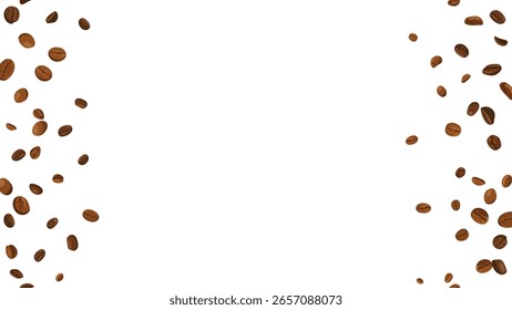 Frame, border, background seamless vertical with brown coffee beans element decoration. backdrop