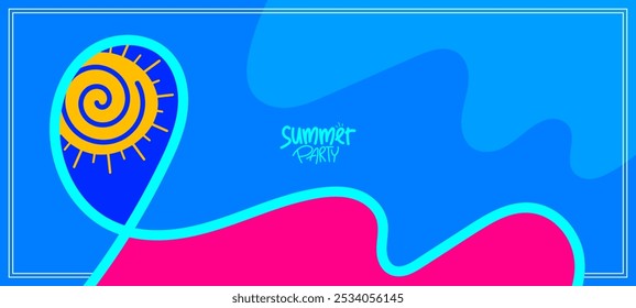 fundo da borda do quadro com tema de verão para banner, cartaz, layout, cartão de saudação, brochura, digital, design de modelo.