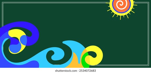 frame border background with summer theme for banner, poster, layout, greeting card, brochure, digital, template. illustration vector design