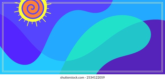 fundo da borda do quadro com tema de verão para banner, design de cartaz, layout, cartão de saudação, brochura, digital, modelo. ilustração vetorial