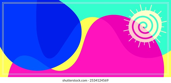 fundo da borda do quadro com tema de verão para design de banner, cartaz, layout, cartão de saudação, brochura, digital, modelo. ilustração vetorial