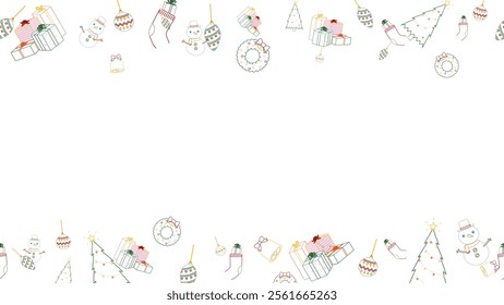 Frame border background vector illustration design with Christmas decorative invitation card, winter season greeting