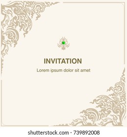 Frame border and background vintage design template vector decoration in antique elegant art style illustration eps 10