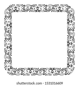 frame or border with batik style, doodle style frame, outline of the theme of the hand drawing.