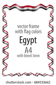 Frame and border  with the coat of arms and ribbon with the colors of the Egypt flag
