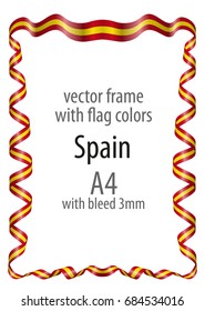 Frame and border  with the coat of arms and ribbon with the colors of the Spain flag