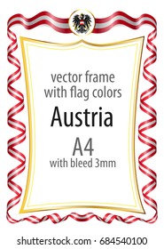 Frame and border  with the coat of arms and ribbon with the colors of the Austria flag