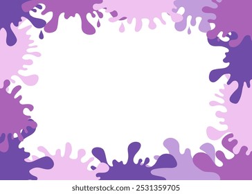 Frame, border, color spots, paint blots, ink. Paint drops, splashes. Abstract background, banner. Vector illustration. Background isolated.