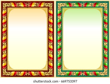 Frame border colorful set for diploma, certificate or other official papers